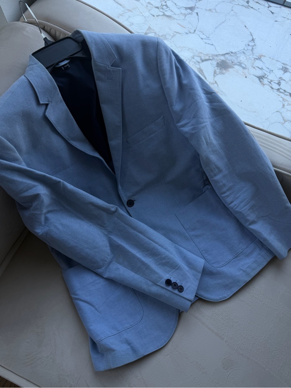 Men's Light Blue Casual Blazer - Classic Single-Breasted Jacket